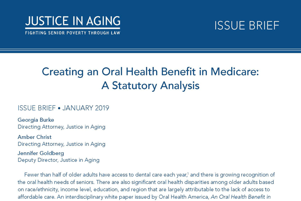 Justice in Aging Develops Statutory Analysis of an Oral Health Benefit in Medicare