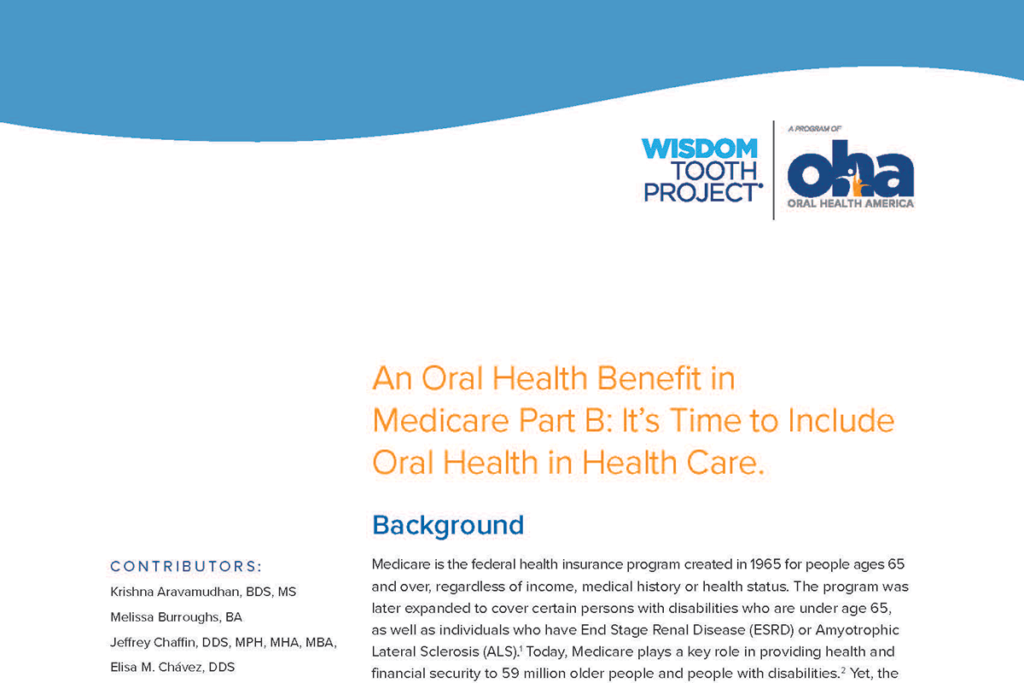 New Position Paper on Importance of Oral Health Care Benefit for Older Adults