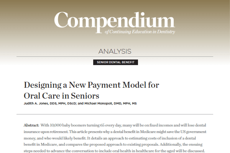 Designing a New Payment Model for Oral Care in Seniors